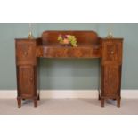 19th C. Mahogany inlaid pedestal sideboard of neat proportions.