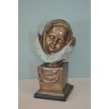 Bronze bust of Young Girl titled 'Asleep' .