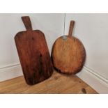 Two early 20th C pine bread boards.