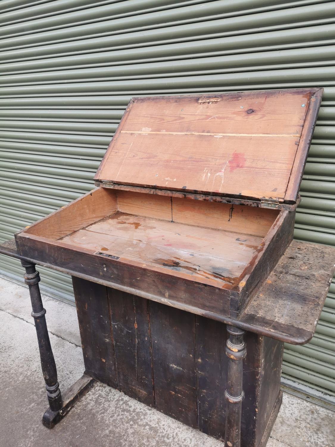 19th C. Irish pine tellers desk. - Image 2 of 2