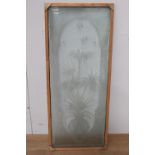 Etched glass panel depicting a Sparrow