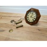 19th C. inlaid wag o the wall clock with brass weights