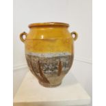 Rare 19th C glazed terracotta confit pot