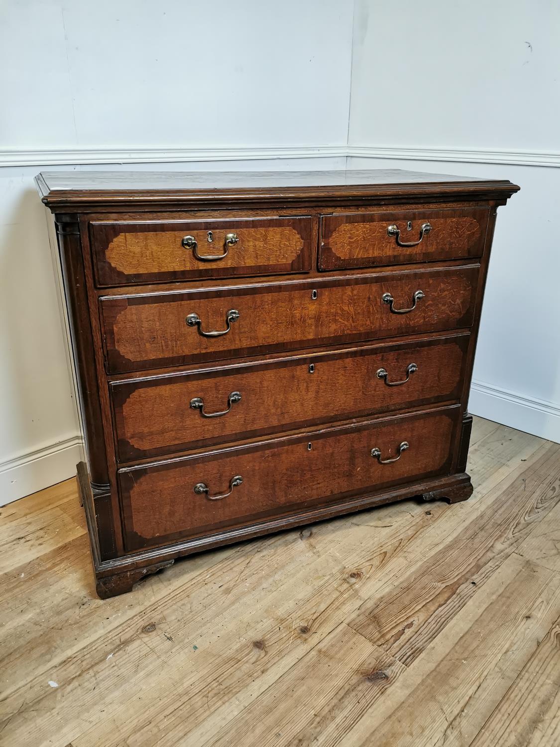 19th C. mahogany and oak chest of drawers