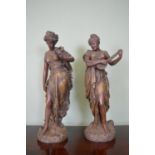 Pair metal classical figures of ladies