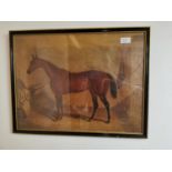 Early 20th C. framed oleograph of a Horse.