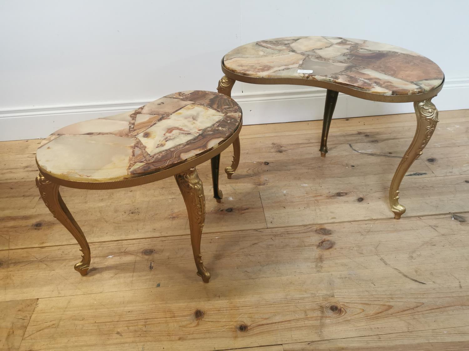Nest of two gilded metal lamp tables - Image 4 of 5