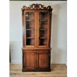 19th C. mahogany two door bookcase with two glazed doors