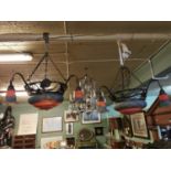 Pair of good quality wrought iron chandeliers