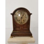 Late 19th C. oak and brass mantle clock