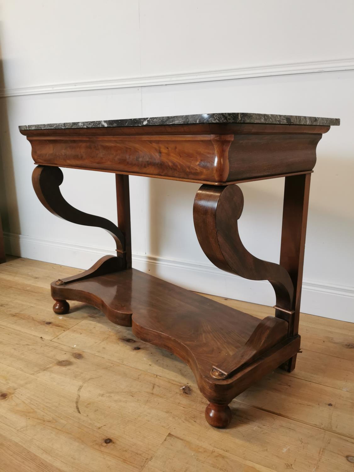 19th C. mahogany console table with marble top. - Image 5 of 5