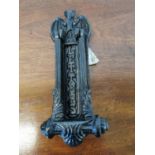 19th C. cast iron door knocker and letter box