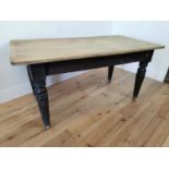 19th C. pine table on turned legs