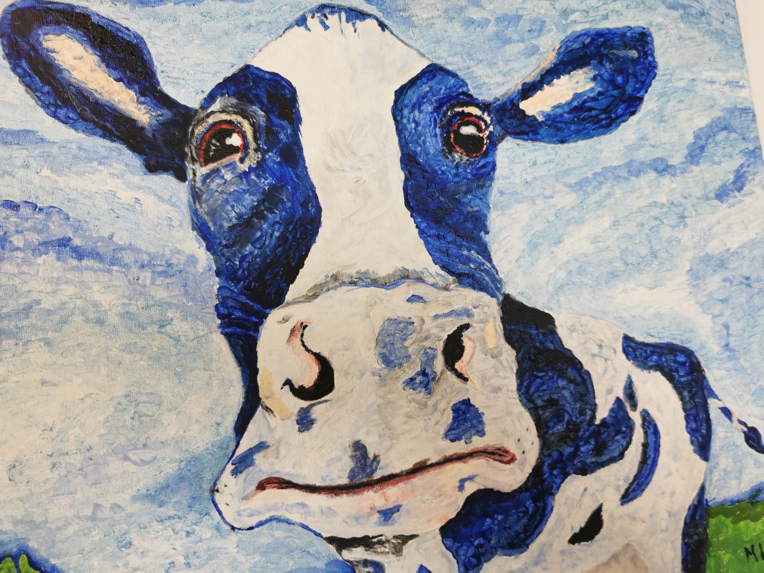 Acrylic on Canvas - Cow - Image 2 of 3