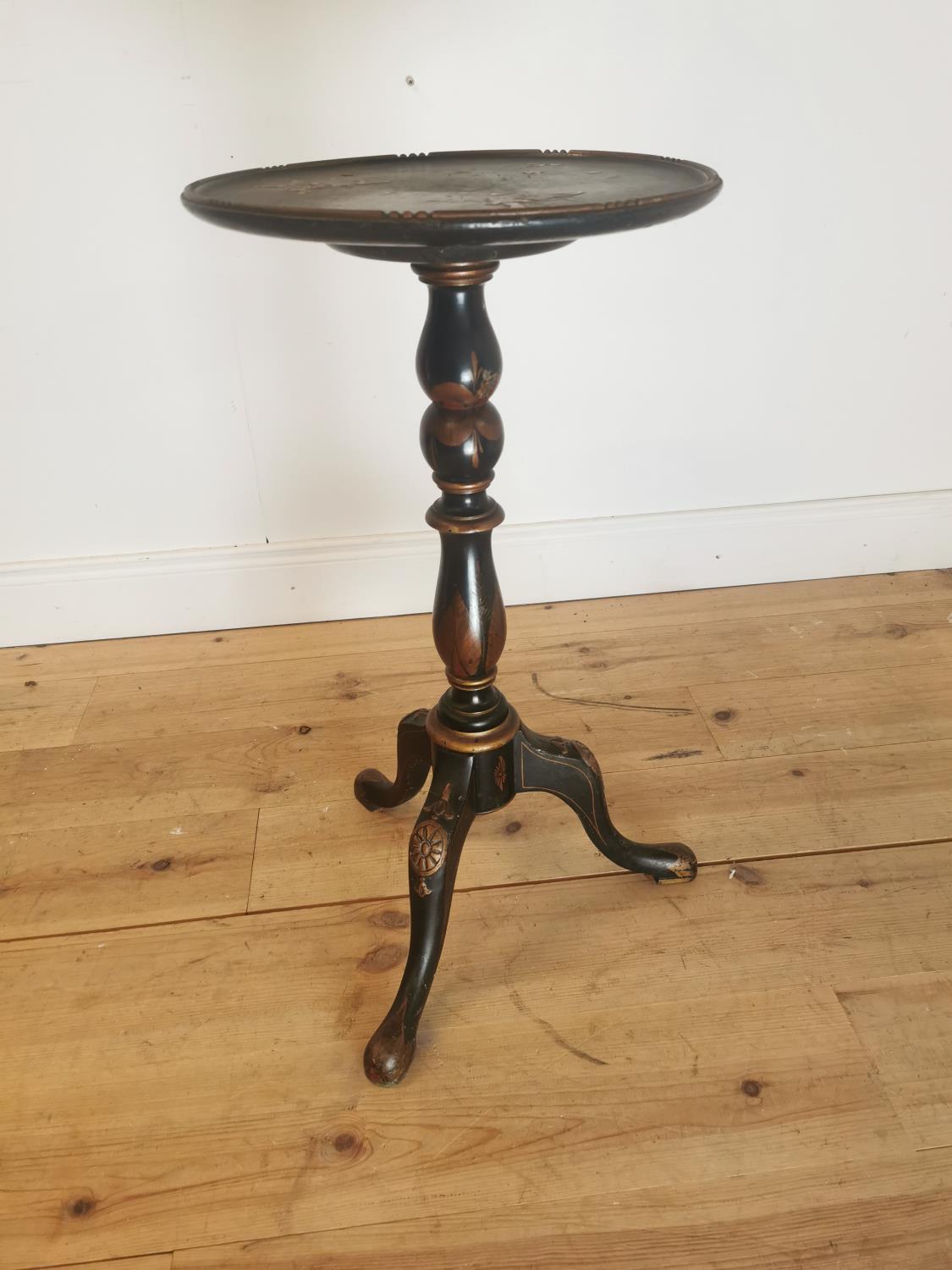 19th C. Japanese lacquered lamp table with turned column
