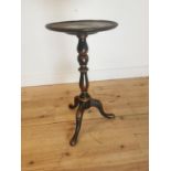 19th C. Japanese lacquered lamp table with turned column