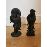 Two early 20th C. carved hardwood oriental figures.