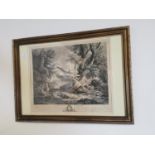 19th C. framed black and white print -