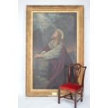 Large oil on canvas 'Christ in garden of Gethsemane' in gilt frame {160 cm W x 250 cm H}