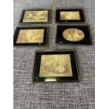 Collection of Edwardian black glass mounted classical prints {55 cm W x 41 cm H}