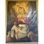 St. Genevieve oil on canvas in gesso and gilt frame {124 cm W x 163 cm H}