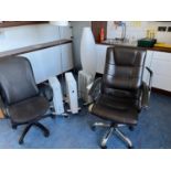 Collection of lamps, radiators and office chairs