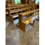 Set of three oak pews with kneelers {276 cm W x 90 cm H x 68 cm D}