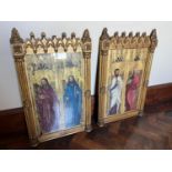 Good quality pair of Gothic frames containing images of saints