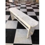 Painted pine bench. {150 cm W x 70 cm H x 30 cm D}