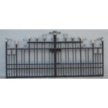 Pair of metal entrance gates {340 cm W x 175 cm H}