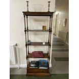 Tall mahogany whatnot, open shelves with drawer in base {67 cm W x 178 H cm x 33 cm D}.