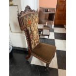 Victorian rosewood prie Dieu chair with tapestry upholstered back