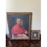 Portrait of seated clergyman and smaller ditto {73 cm W x 99 cm H}