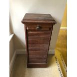 Edwardian oak tambour fronted filing cabinet {50 cm W x 120 cm H x 44 cm D}