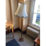 Brass standard lamp complete with shade {165 cm H}