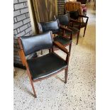 Four Mid century teak armchairs J. Hogg Meath, variation in colour