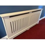 Five painted radiator covers {240 cm W x 108 cm H x 22 cm D}