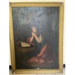 St Mary Magdalen praying, oil on canvas in gilt frame {115 cm W x 155 cm H}