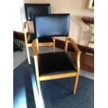 Pair of maple upholstered armchairs {57 cm W x 94 cm H x 50 cm D}