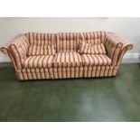 Upholstered three-seater settee {225 cm W x 70 cm H x 90 cm D}.