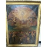 Allegory of the faith, oil on canvas in decorative gilt frame {118 cm W x 156 cm H}