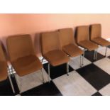 Large collection of stacking chairs {47 cm W} and a set of six cantilever chairs