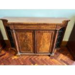 Good quality Regency mahogany side cabinet with brass concave grilles {158 cm W x 91 cm H 41 cm D}