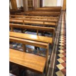 Collection of fifteen pews with kneelers {365 cm W x 80 cm H x 70 cm D}