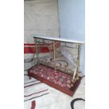 Unique ornate brass wedding double kneeler with padded kneelers and marble resting top {91 cm H x
