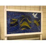 Two mosaic and glass display windows {110 cm W x 70 cm H}