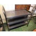 Stainless steel three tier mobile trolley {130 cm W x 120 cm H x 62 cm D}