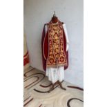 Pre Vatican 11 tridentine vestment complete with matching stole red velvet with gold embroidery (