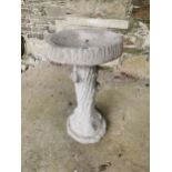 Composition bird bath { 70cm H X 42cm Dia }.