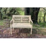 Painted pine two seater garden seat { 34cm H X 99cm W X 58cm D }